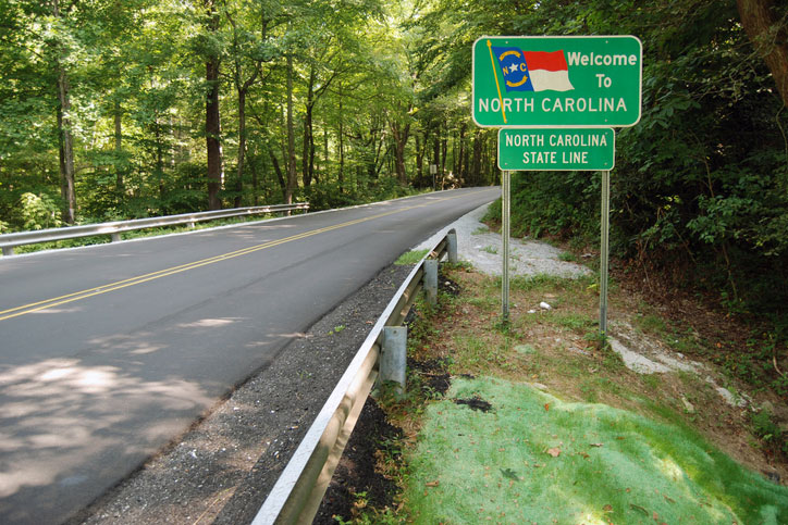 welcome to north carolina road sign