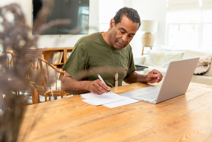 military veteran taking exam from home